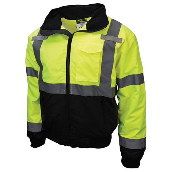Radians Class 3 Two-In-One High Visibility Bomber Safety Jacket, Medium, Hi-Vis Green/Black