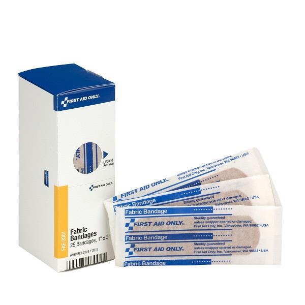 Fabric Bandages, 1" x 3", 25/Box