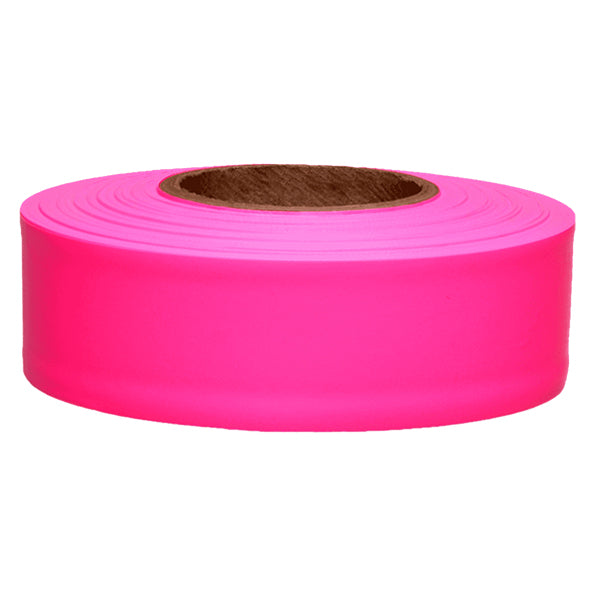 Presco PresGlo Solid-Color Roll Flagging, Pink Glo, 12/Case