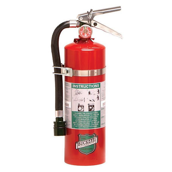 Buckeye 2.5 lb Halotron® I Portable Fire Extinguisher w/ Aluminum Valve, Hose & Wall Mount, 13 3/8"H x 6 3/4"W x 3 3/8"D, 2B:C, 1/Each