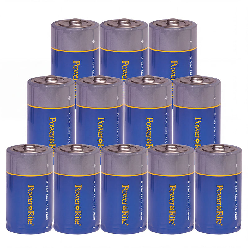 Power Rite® D Alkaline Batteries, 12/Pkg