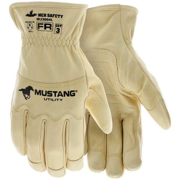 MCR Safety Mustang® HiDex Leather Driver Utility Work Gloves, Honey Gold Goatskin, Double Palm, 2X-Large