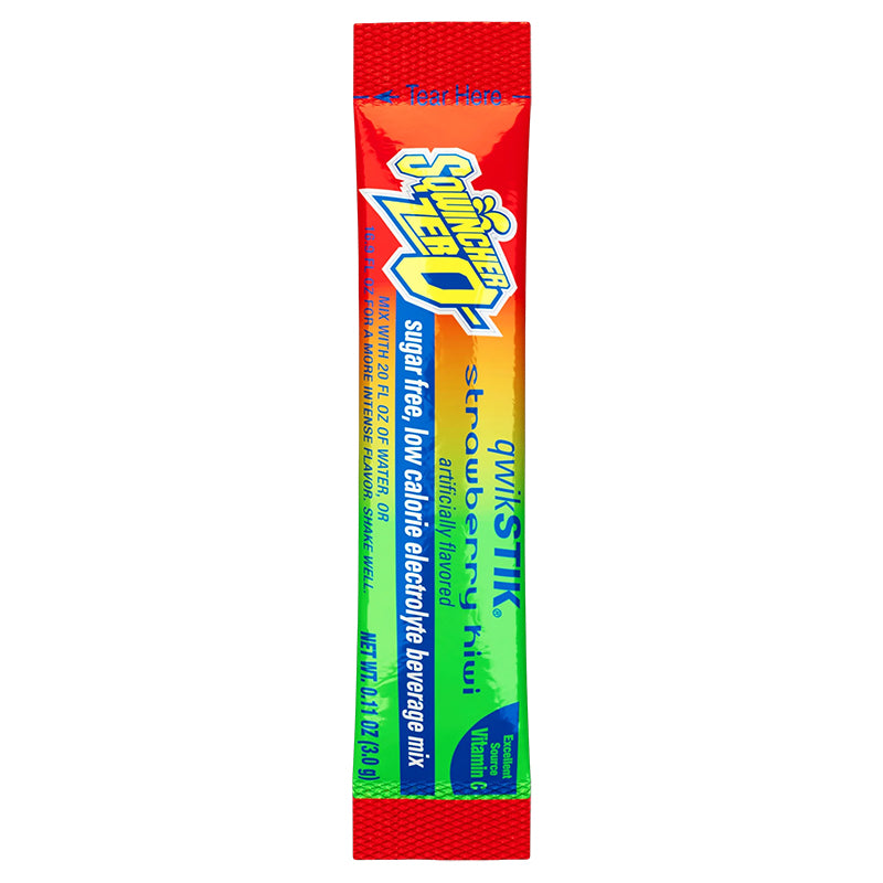 Sqwincher Qwik Stik Zero Dye-Free Electrolyte Drink Mix, Strawberry Kiwi Flavor, 50/Bag