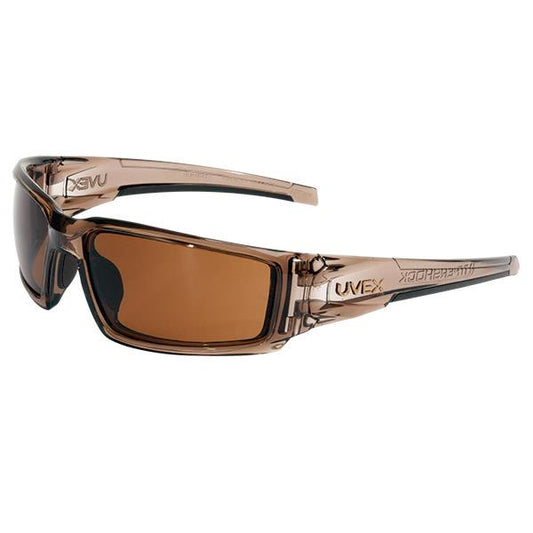 Honeywell Uvex Hypershock Eyewear, Smoke Brown Frame w/ Espresso Hydroshield Lens