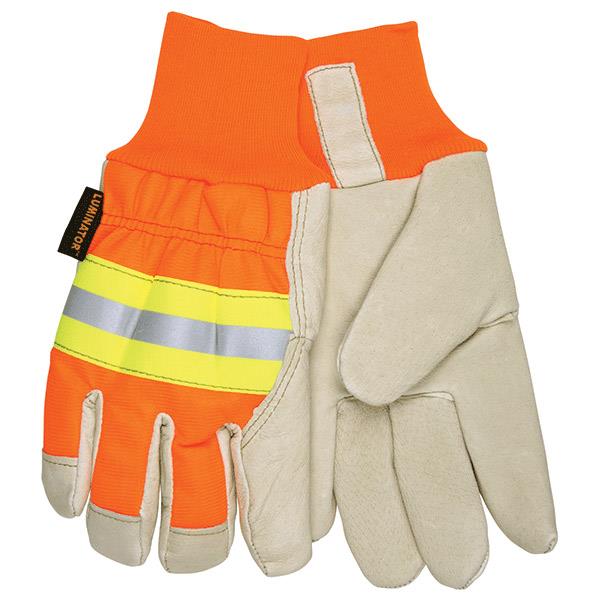 MCR Safety Luminator Thermosock Lined Pigskin Leather Palm Gloves