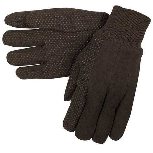 MCR Safety Cotton Jersey Gloves, Clute Pattern, PVC Dotted, Knit Wrists