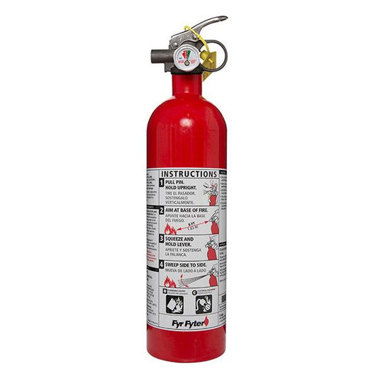 Kidde 2 lb BC Fyr Fyter Extinguisher with Metal Valve and Plastic Strap Bracket (Disposable)