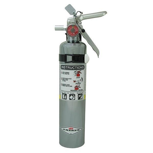 Amerex 2.5 lb ABC Chrome Fire Extinguisher with Vehicle/Marine Bracket