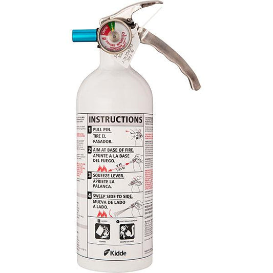 Kidde 2 lb BC Mariner 5 Extinguisher MAR5 with Metal Valve and Plastic Strap Bracket (Disposable)