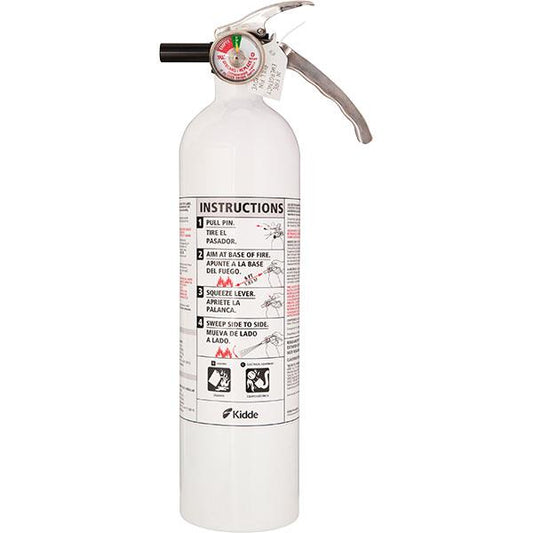 Kidde 2.5 lb BC Mariner Extinguisher MAR10 with Metal Valve and Plastic Strap Bracket (Disposable)