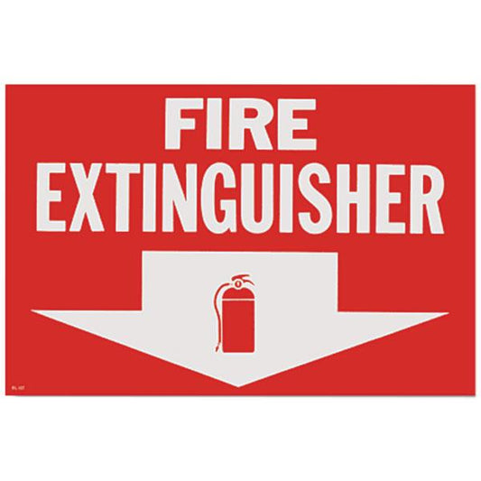 "Fire Extinguisher" w/ Arrow Vinyl Sign, Self-Adhesive