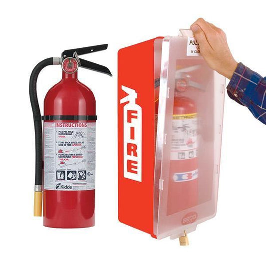5 lb ABC Pro Line Fire Extinguisher w/ Mark I Jr. Cabinet (Red Tub/Clear Cover)