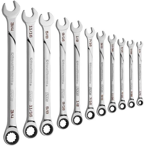 GearWrench 11-Piece, 120XP Universal Spline XL Ratcheting Combination Wrench Set, SAE