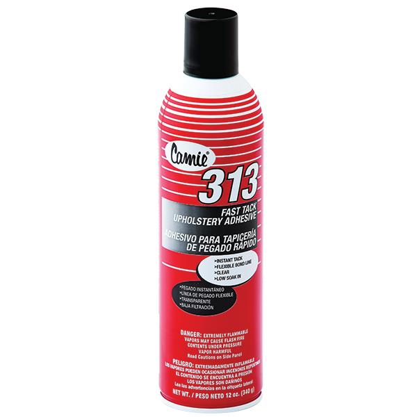 Camie 313 Fast Tack Upholstery Adhesive, 12 oz Aerosol, Clear, 12/Case
