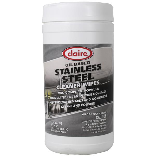 Claire Stainless Steel Wipes, 9 1/2" 12", 6 Tubs/40 Each