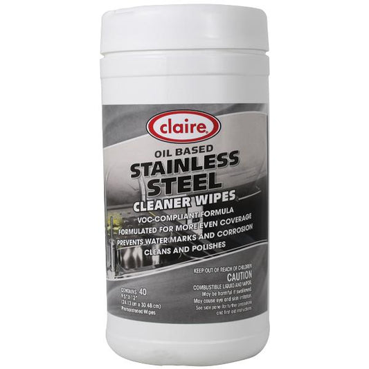 Claire Stainless Steel Wipes, 9 1/2" 12", 6 Tubs/40 Each