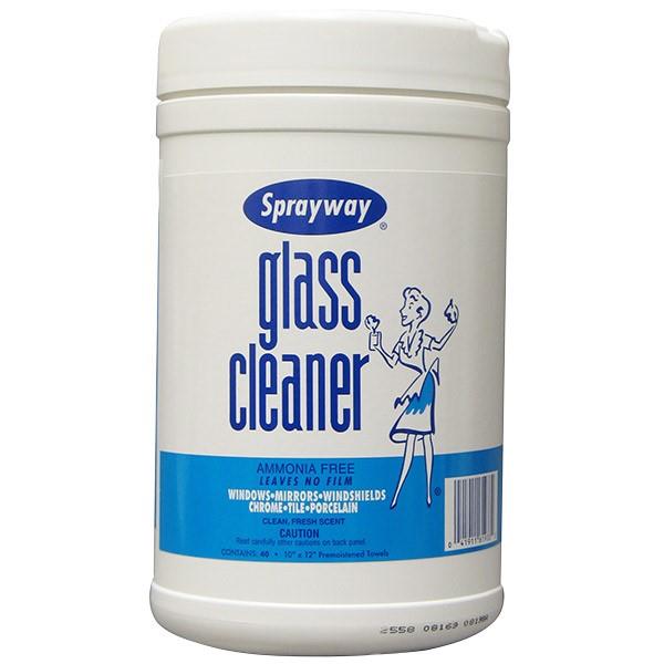 Sprayway Glass Cleaner Wipes, 1 Container/40 Each