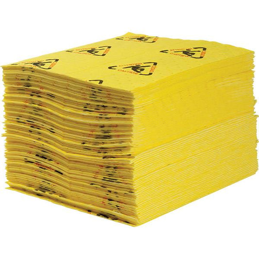 SPC Brightsorb Hi-Vis Light-Weight Pads, 15" x 19", Yellow, 200/Case