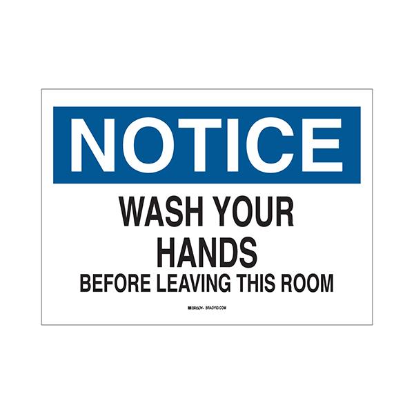 Brady "Notice Wash Your Hands Before Leaving This Room" Personal Hygiene Signs
