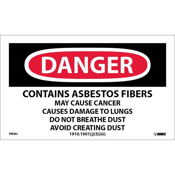 Accuform NMC OSHA "Danger Contains Asbestos Hazard Warning" Label