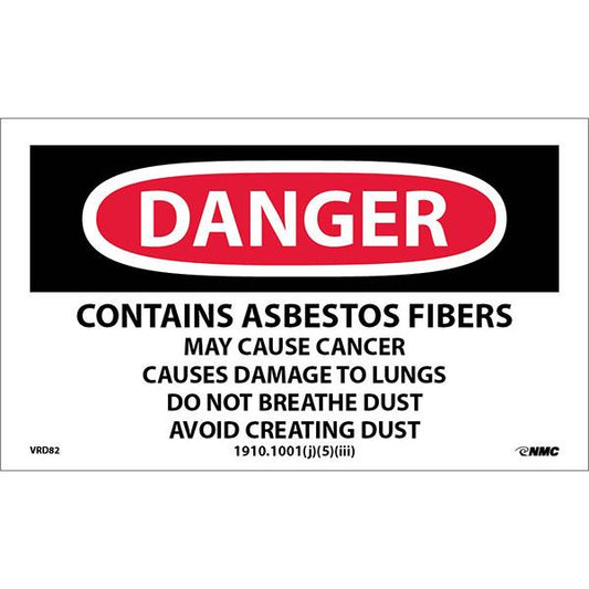 NMC OSHA "Danger Contains Asbestos Hazard Warning" Label