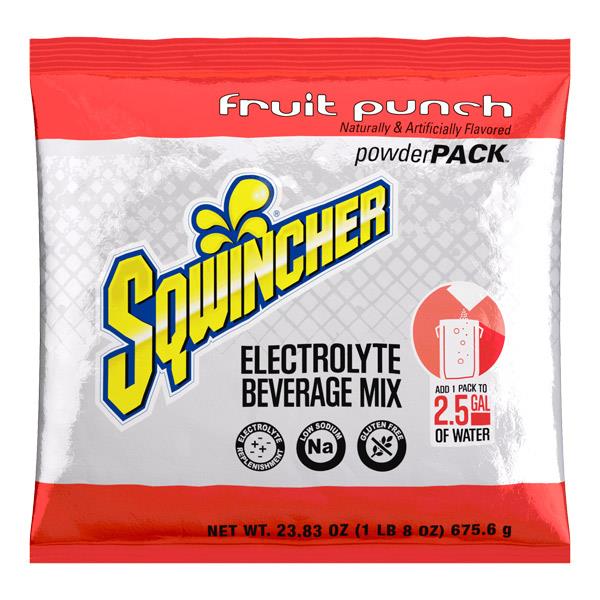 Sqwincher Regular Powder Packs, 23.83 oz Packs, 2.5 gal Yield