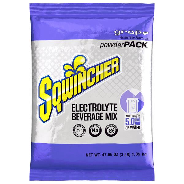 Sqwincher Regular Powder Packs, 47.66 oz Packs, 5 gal Yield