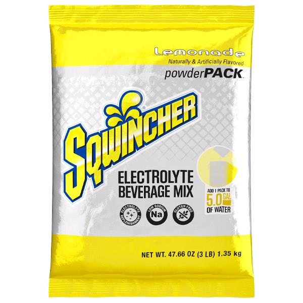 Sqwincher Regular Powder Packs, 47.66 oz Packs, 5 gal Yield
