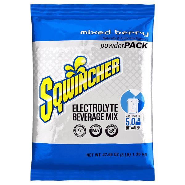 Sqwincher Regular Powder Packs, 47.66 oz Packs, 5 gal Yield