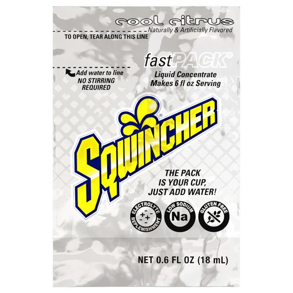 Sqwincher FastPack Single Serve, 0.6 oz Packs, 6 oz Yield