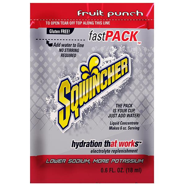 Sqwincher FastPack Single Serve, 0.6 oz Packs, 6 oz Yield