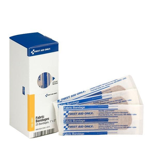 Fabric Bandages, 1" x 3", 25/Box