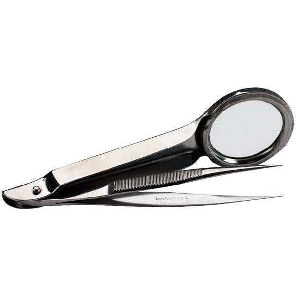 Steel Forceps with Magnifying Glass, Pointed Edge 5 1/2", 4/Case