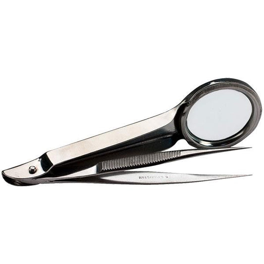 Steel Forceps with Magnifying Glass, Pointed Edge 5 1/2", 4/Case
