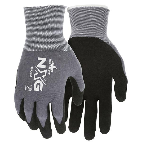 MCR Safety NXG Work Gloves with 15 ga Nylon Shell, Nitrile Foam Palm and Fingertips