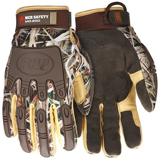 MCR Safety Forceflex Multi-Task Insulated Gloves with Shadow Grass Blades Pattern, Reinforced Palms and TPR Backs, Medium, Camo/Brown/Tan, 1/Pair