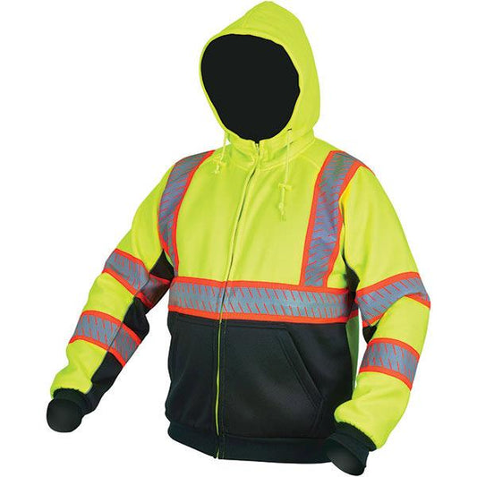 MCR Safety Hi-Viz Class 3 Hoodie, Tri-Color, 2X-Large, Lime/Black