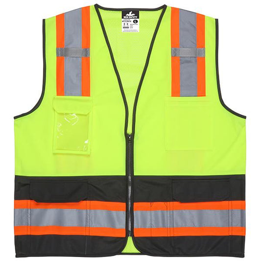 MCR Safety Luminator ANSI Class 2 Solid Front with Mesh Back Safety Vests