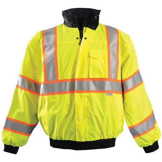 OccuNomix Class 3 Premium 4-Way 2-Tone Bomber Jacket, Small, Yellow/Black