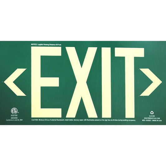 EverGlow Photoluminescent Exit Sign