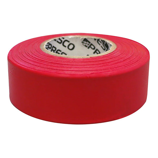 Presco Solid-Color Roll Flagging, Standard, Texas, 1 3/16" x 300', Red, 12/Case