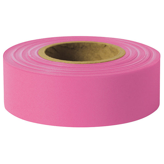 Presco Solid-Color Roll Flagging, Standard, Taffeta, 1 3/16" x 300', Pink, 12/Case