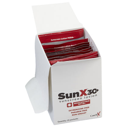 SunX 30+ Sunscreen Lotion, 0.25 oz, 25/Box
