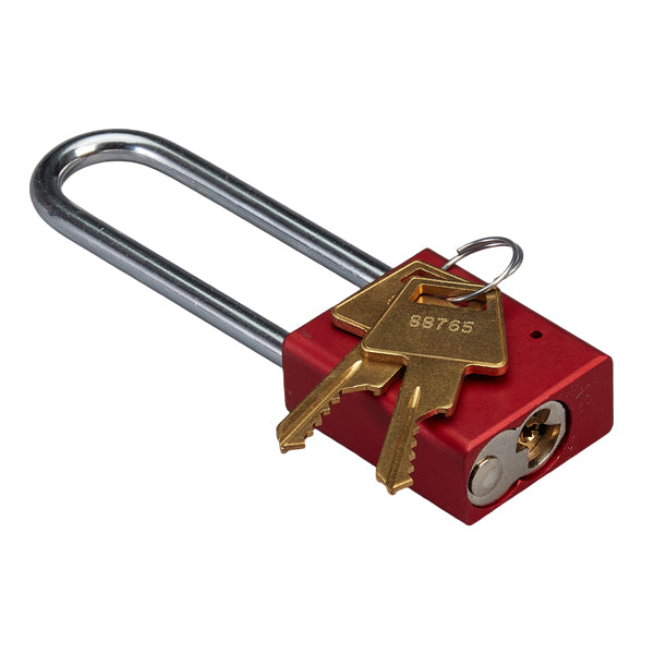 Master Lock Anodized Padlock, Keyed Alike, 3" Shackle, Red
