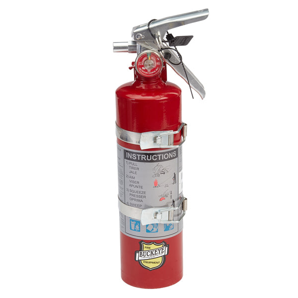 Buckeye 2.5 lb ABC Portable Fire Extinguisher w/ Aluminum Valve & Double-Strapped Vehicle Bracket, 14 3/4"H x 4 7/8"W x 3 3/8"D, 1A:10B:C, 1/Each