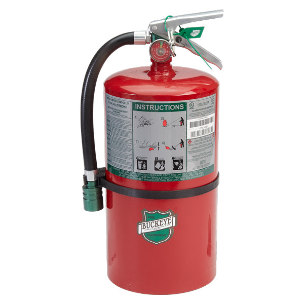 Buckeye 11 lb Halotron® I Portable Fire Extinguisher w/ Aluminum Valve, Hose & Wall Mount, 17 1/2"H x 8 5/8"W x 7"D, 1A:10B:C, 1/Each