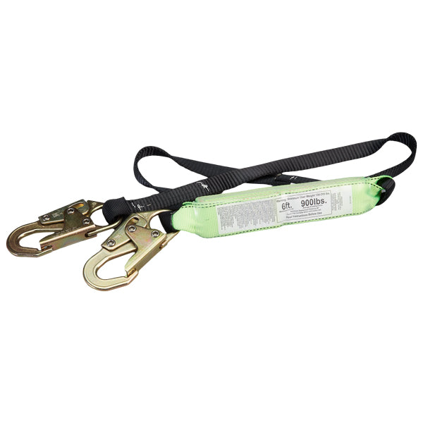 SureWerx™ Sellstrom® Fall Arrest Lanyard, 6 ft, Single Leg, Black, 1/Each