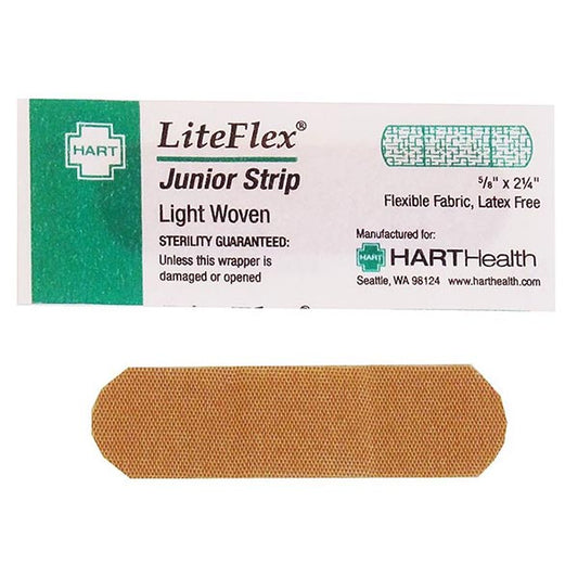 HART Health® Liteflex™ Junior Strip Light Woven Adhesive Bandages, 5/8" x 2 1/4", 50/Box