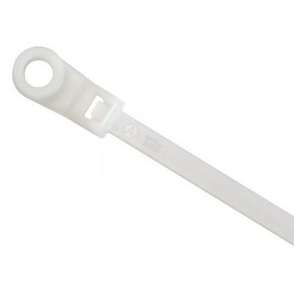 ACT Mounting Hole Cable Ties, 7", Natural, Specialty Pack, 100/Pkg (ALB-07-50-MH-0-C)
