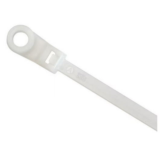 ACT Mounting Hole Cable Ties, 7", Natural, Specialty Pack, 100/Pkg (ALB-07-50-MH-0-C)